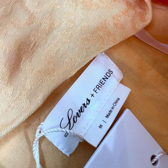 Lovers+Friends Wrap Dress Womens Medium Tangerine Orange Gelina Drop Waist NWT - Picture 5 of 16